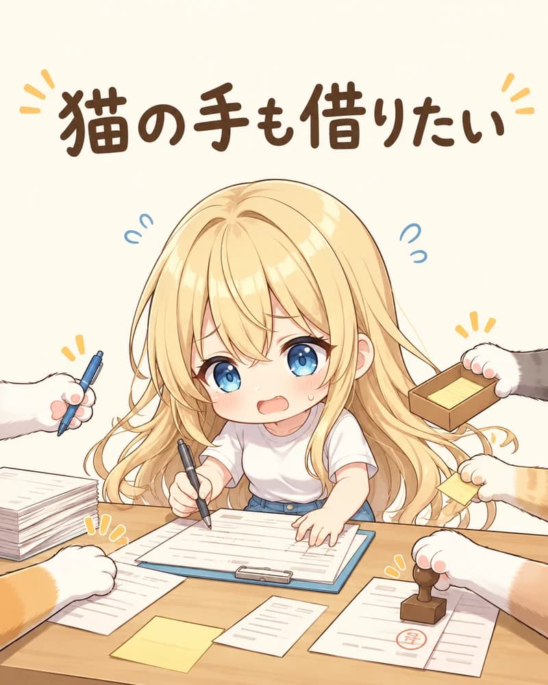 ことわざ辞典 猫の手も借りたい