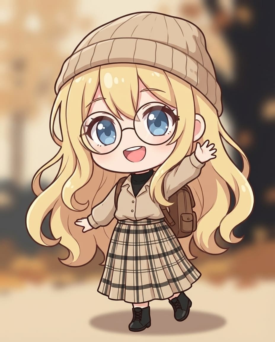 丸メガネ×ニット帽のトラッドコーデ!