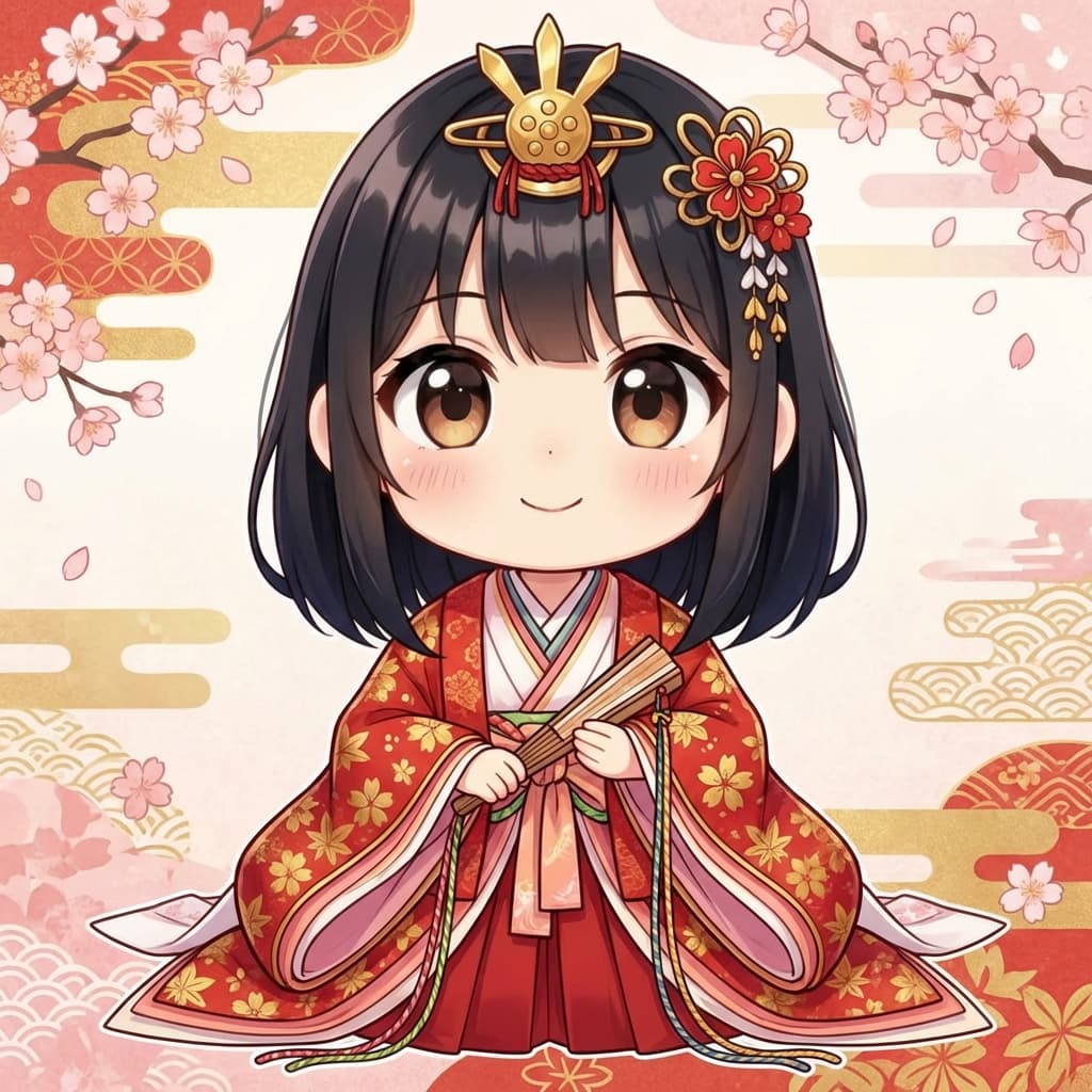 舞さんのちびキャラをお雛様に着せ替えしました✨️