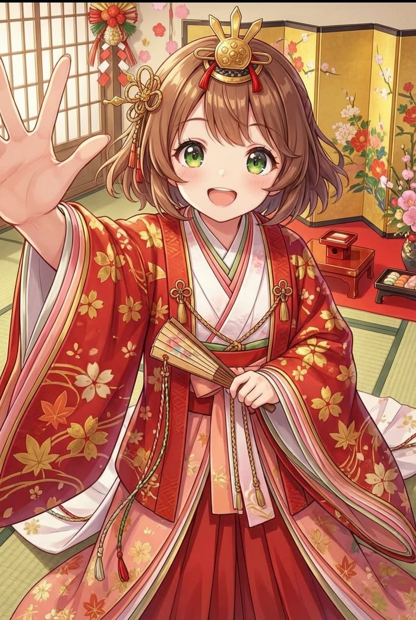 りすちゃさんのイラストをお雛様に着せ替えました!