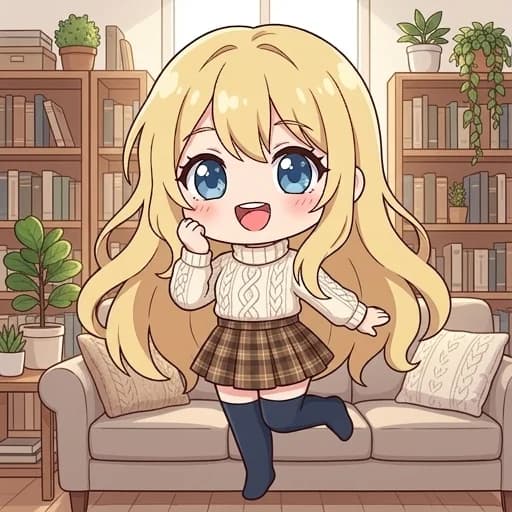 ふんわりニット×チェックスカート!