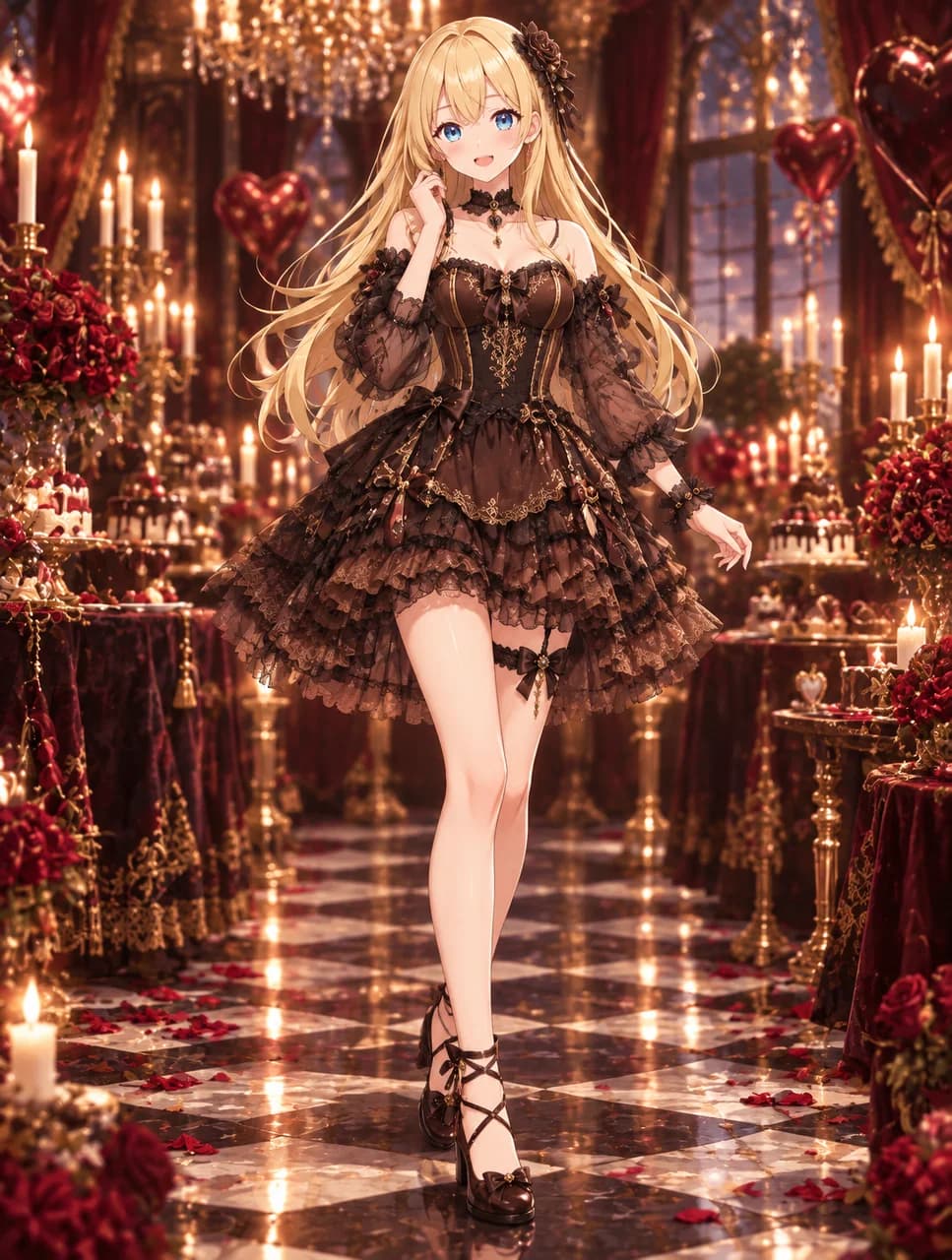 Gothic Banquet Chocolate Frill Dress Look