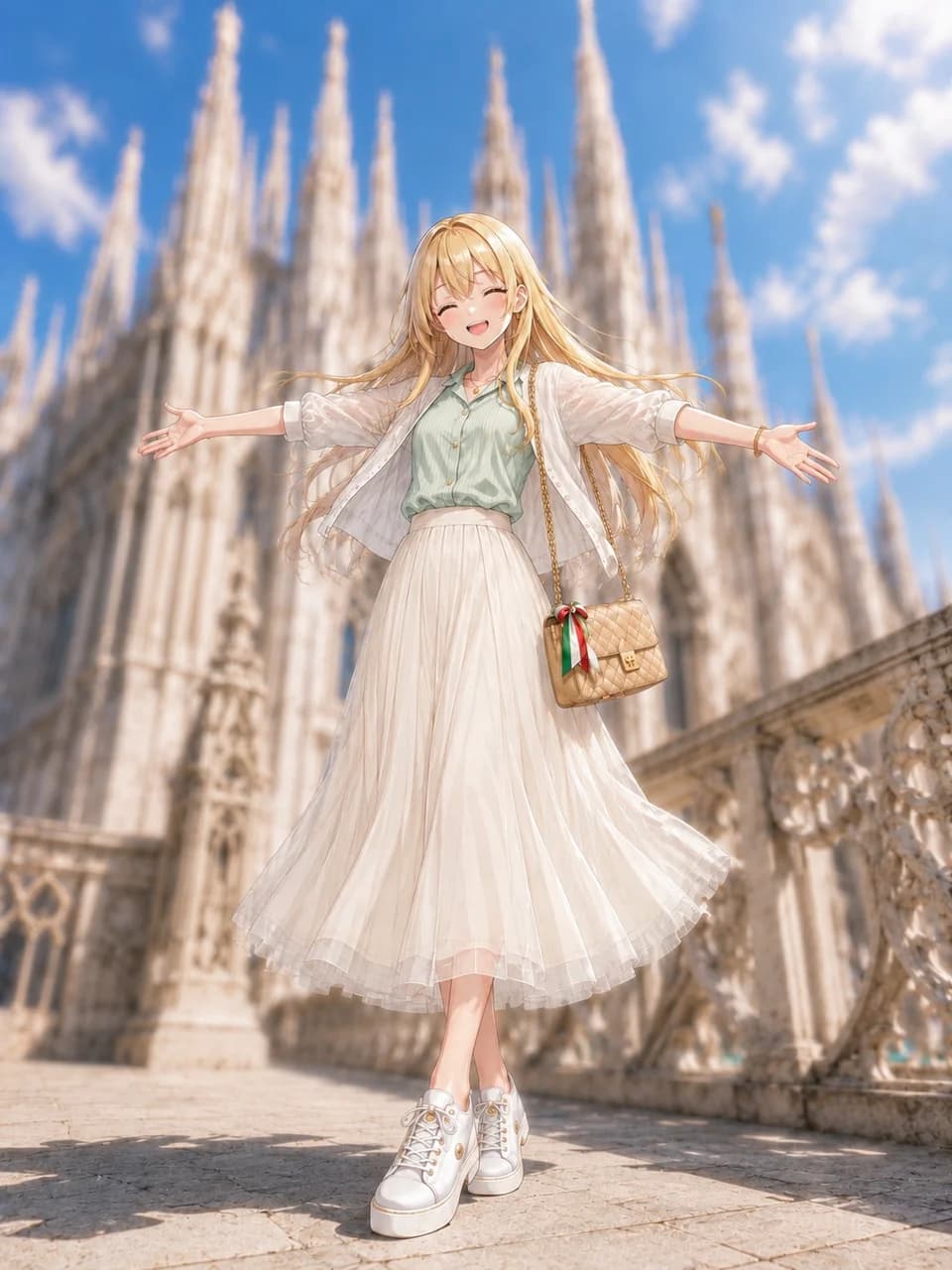 Milan Blouse & Pleats Rooftop Look