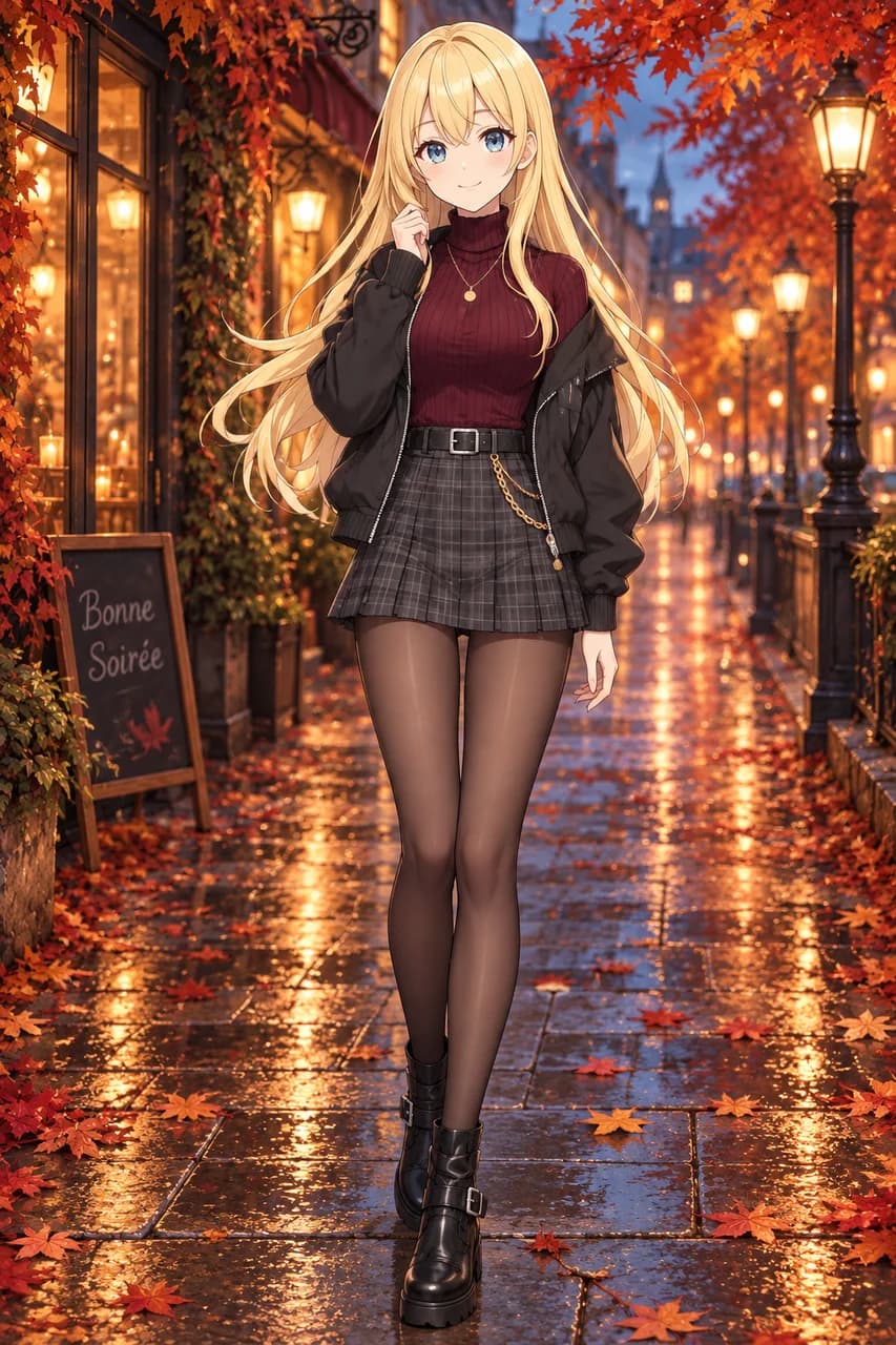 Rainy Autumn Street Burgundy & Charcoal Look