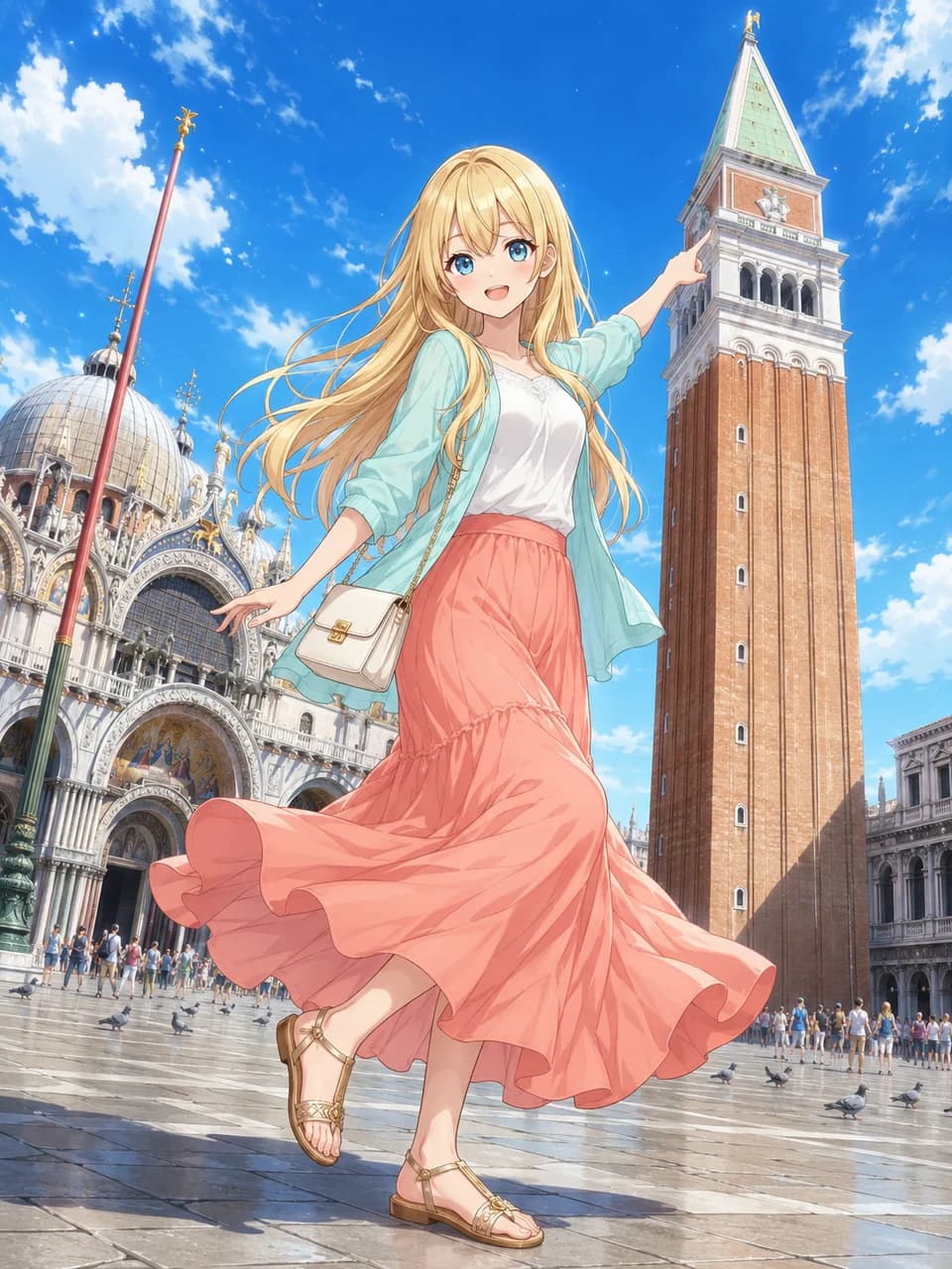 Venice Coral Maxi Skirt Travel Look