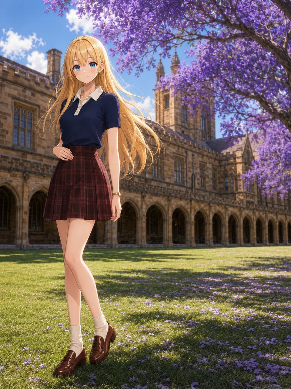 Sydney University Navy Polo & Tartan Mini Look